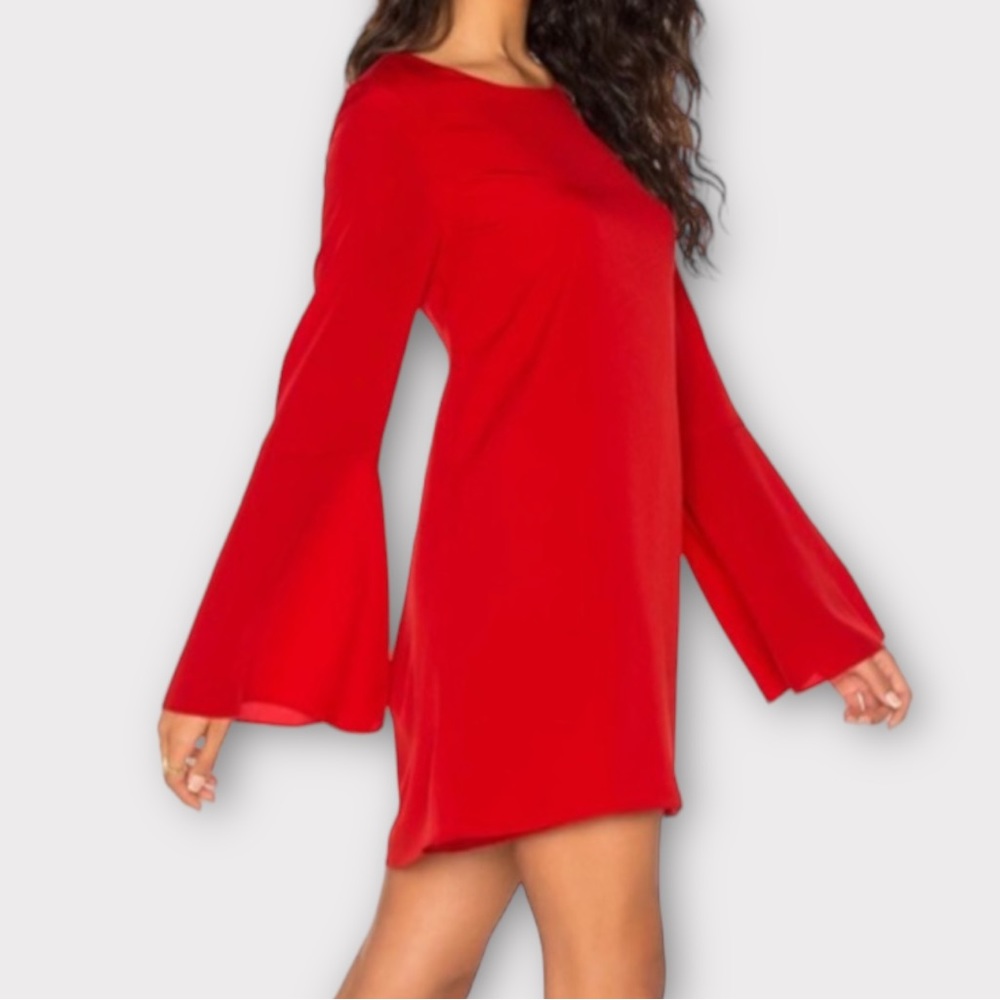 Likely Women’s Perry Dress Size 0 Bell Sleeve Shift Scarlet Red Luxury NWOT